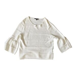 White House Black Market Textured Bell Sleeve Top, size L